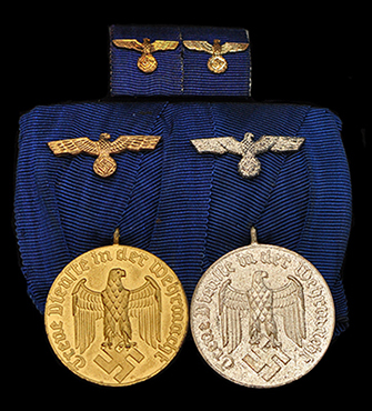 12 and 4 year service awards on parade bar and ribbon bar